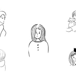 set of picture sketch girl, digital