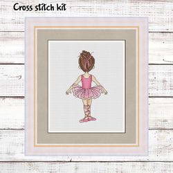 Ballerina Cross Stitch Kit, Ballet girl counted Cross Stitch Kit, Ballet dancer embroidery kit