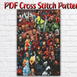 Avengers Cross Stitch Pattern / Marvel Cross Stitch Pattern / Iron Man Hulk Thor Spider Man Instant Printable PDF Chart
