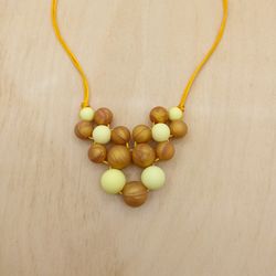 yellow chew necklace, gold modern silicone necklace women, woven necklace, fidget necklace, silicone fidget beads