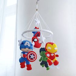 Marvel baby mobile Baby mobile for crib Avengers baby mobile Baby boy nursery decor Baby boy mobile