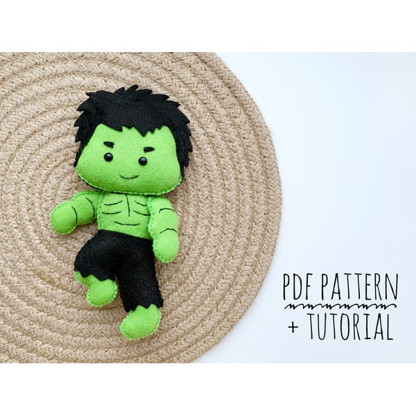 Hulk felt sewing pattern Hulk doll PDF pattern Superhero | Inspire Uplift