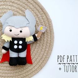 Thor doll PDF pattern Thor tutorial sewing pattern Superhero baby boy nursery Comics characters pattern Christmas Thor