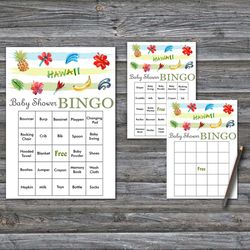 60 Hawaii Baby Shower Bingo Cards,Hawaii theme Baby Shower Bingo Games,Printable Baby Shower Bingo Cards--352