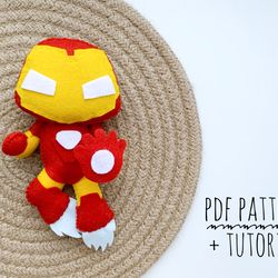 Iron man PDF pattern DIY felt superheroes sewing pattern Marvel avengers baby mobile nursery pattern