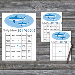 60 Shark Baby Shower Bingo Cards,Under the sea Baby Shower Bingo Games,Printable Baby Shower Bingo Cards--350