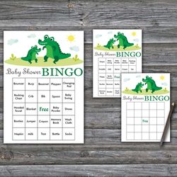 60 Alligator Baby Shower Bingo Cards,Jungle Baby Shower Bingo Games,Printable Baby Shower Bingo Cards--345