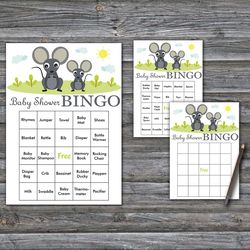 60 Mouse Baby Shower Bingo Cards,Mouse Baby Shower Bingo Games,Printable Baby Shower Bingo Cards--344
