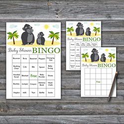 60 Monkey Baby Shower Bingo Cards,Gorilla Baby Shower Bingo Games,Printable Baby Shower Bingo Cards--343
