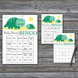 60 Dinosaur Baby Shower Bingo Cards,Dinosaur Baby Shower Bingo Games,Printable Baby Shower Bingo Cards--342
