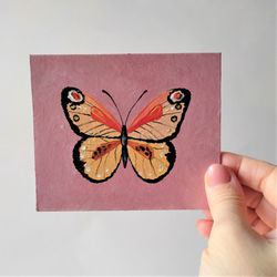 Butterfly small painting, Butterfly lover gift, Insect wall decor art