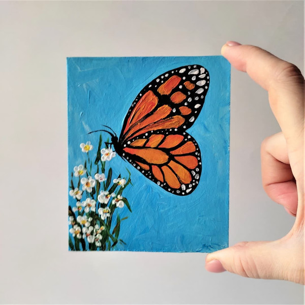 Monarch butterfly painting, Insect mini painting, Butterfly - Inspire Uplift