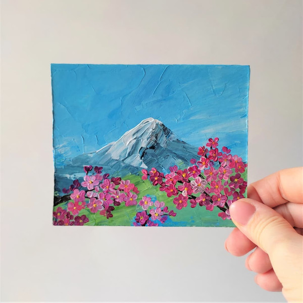 Handwritten-mountain-landscape-cherry-blossom-small-painting-by-acrylic-paints-2.jpg