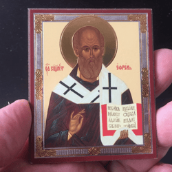 Hieromartyr Ephraim of Chersonesos |  Gold and Silver foiled icon lithography mounted on wood | Size: 3 1/2" x 2 1/2"