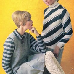 vintage knitting pattern 155 set shirt sweater stocking women