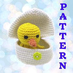 Crochet pattern amigurumi chicks in egg shell, hatching eggs, hatching chicken pattern, Easter egg, Easter chick