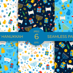 hanukkah digital paper. jewish seamless patterns.
