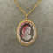 pink-fuchsia-clear-vintage-glass-lady-girl-intaglio-cameo-gold-oval-pendant-necklace-jewelry