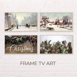 Samsung Frame TV Art | 4k Set Of 4 Beautiful Winter Christmas Arts For The Frame Tv | Digital Art Frame Tv | Holidays
