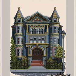 146 Golden Gate Ave Victorian House Vintage Cross Stitch Pattern PDF Victorians Across America Compatible Pattern Keeper