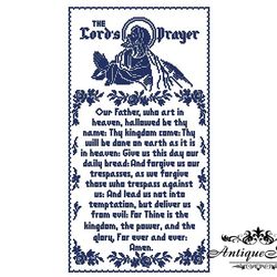 The Lord Prayer Vintage Cross Stitch Pattern PDF Monochrome embroidery