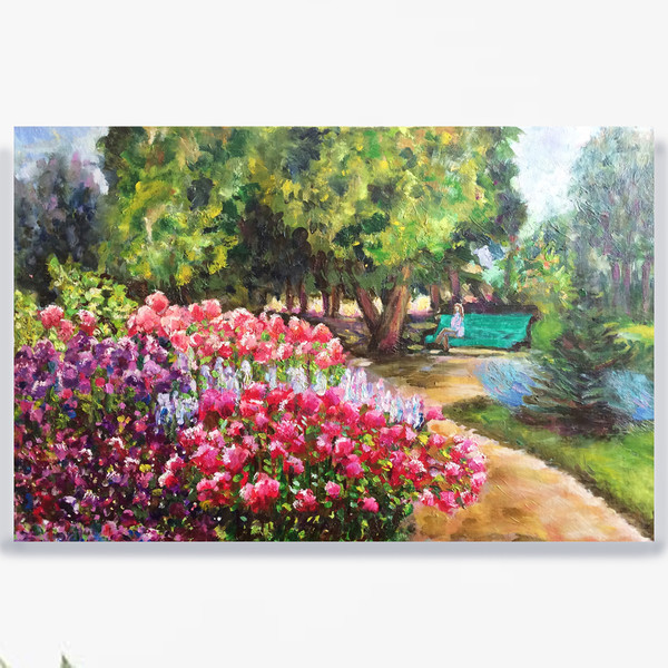 blooming garden oil painting