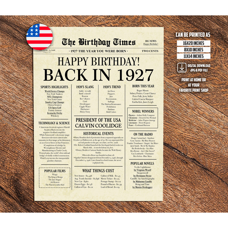 1927 birthday poster