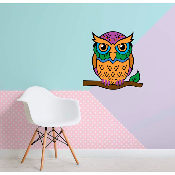 Owl Multicolored Kids Baby Room Sticker