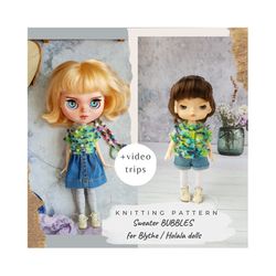 blythe knit sweater pattern, holala clothes pattern, doll clothes pattern, pdf blythe clothes