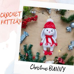 crochet pattern christmas bunny,  crochet pattern toys pdf, amigurumi pattern , christmas decor, christmas crochet toys