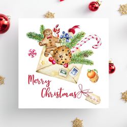 Printable Christmas cards, Merry Christmas greetings, instant download