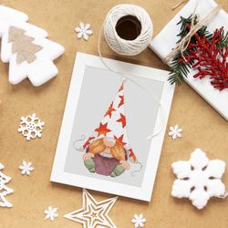 Christmas stitch, Gnome cross stitch, Elf cross stitch, Christmas DIY gift, Counted cross stitch