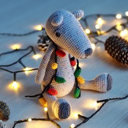 Christmas bear toy, winter decor, handmade Christmas gift, plush bear, soft animal toy