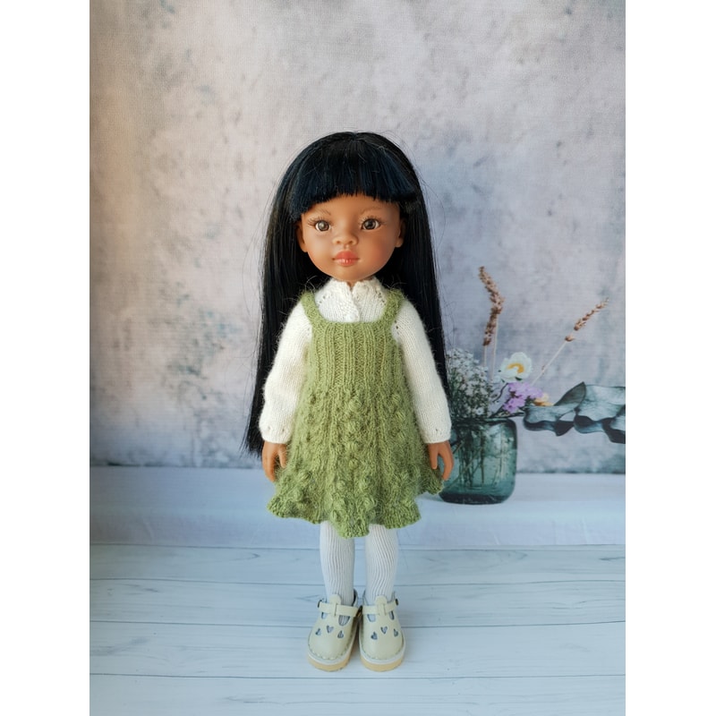 Paola Reina doll clothes, 12 inch doll outfit, Sundress and blouse for dolls, Knitted doll clothes, Paola Reina outfit