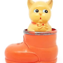 Vintage Celluloid Toy Kitten in the Boot USSR 1960s