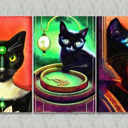 Fantasy digital painted black cat