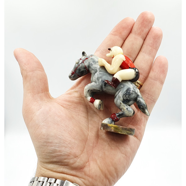 11 Vintage Caustic plastic Toy Figurine HORSE WITH RIDER USSR 1950s.jpg