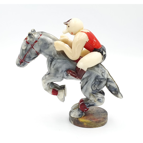 13 Vintage Caustic plastic Toy Figurine HORSE WITH RIDER USSR 1950s.jpg