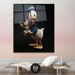 Donald Duck Tempered Glass Wall Printing, Home Decor, Cartoon Wall Art, Child Room Wall Decor, Modern Wall Art, Donald