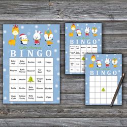 60 Winter animals Baby Shower Bingo Cards,Christmas Baby Shower Bingo Games,Printable Baby Shower Bingo Cards--232