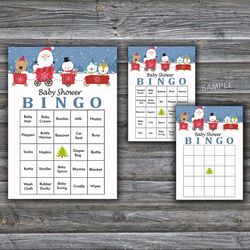 60 Santa claus Baby Shower Bingo Cards,Christmas Baby Shower Bingo Games,Printable Baby Shower Bingo Cards--234