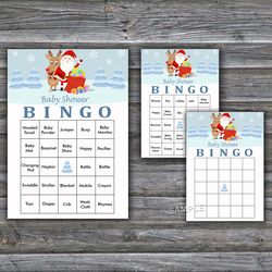 60 Santa Rudolf Baby Shower Bingo Cards,Christmas Baby Shower Bingo Games,Printable Baby Shower Bingo Cards--235