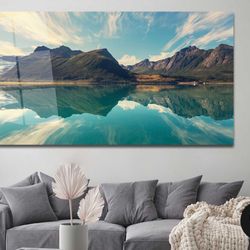 Norway Landscape Tempered Glass Wall Print, Nature Scenery Wall Art, Home Decoration, Modern Wall Art, Mountains Decor