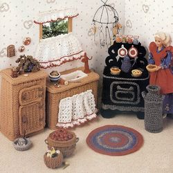 Digital | Crochet kitchen for Barbie doll | Vintage | Toy for girls | Crochet patterns | vintage knitting | PDF