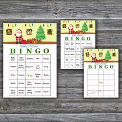 60 Christmas theme Baby Shower Bingo Cards,Christmas Baby Shower Bingo Games,Printable Baby Shower Bingo Cards--240