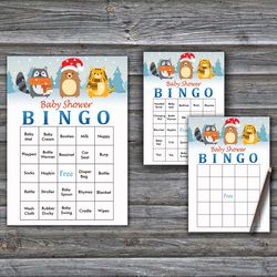 60 Winter animals Baby Shower Bingo Cards,Christmas Baby Shower Bingo Games,Printable Baby Shower Bingo Cards--247