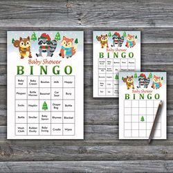 60 Winter Woodland Baby Shower Bingo Cards,Christmas Baby Shower Bingo Games,Printable Baby Shower Bingo Cards--249