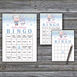 60 Polar bear Baby Shower Bingo Cards,Christmas Baby Shower Bingo Games,Printable Baby Shower Bingo Cards--250