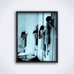 Girls on the wall photo, Bluebeard, mental institution, strange, weird printable art, print, poster (Digital Download)