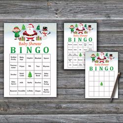 60 Happy santa Baby Shower Bingo Cards,Christmas Baby Shower Bingo Games,Printable Baby Shower Bingo Cards--251